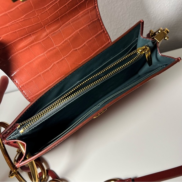 Croc-Effect Ring Handle Mini Front Flap Wallet - Picture 4 of 5